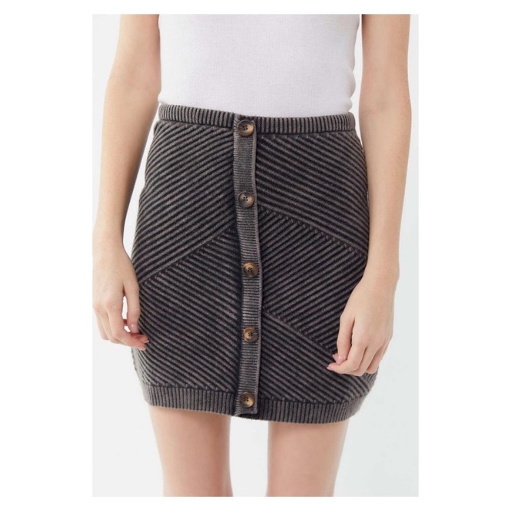 UO Chunky Knit Button-Front Mini Skirt
